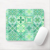 Tapis De Souris Carreaux décorés en vert et blanc (Avec souris)