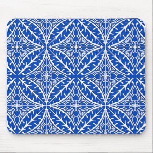Tapis De Souris Carreaux marocains - bleu cobalt et blanc