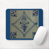 Tapis De Souris Carrelage Bleu Delft - Vase avec Fleurs et Bouquet (Avec souris)