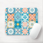 Tapis De Souris Carrelage orange et bleu (Avec souris)