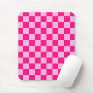 Tapis De Souris Carrés à carreaux rose chaud clair géométrique rét