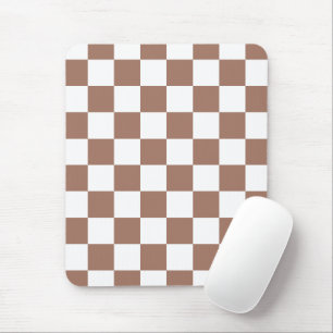 Tapis De Souris Carrés à damier marron moka blanc géométrique rétr