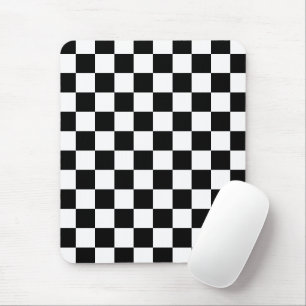 Tapis De Souris Carrés à damier noir et blanc géométrique rétro