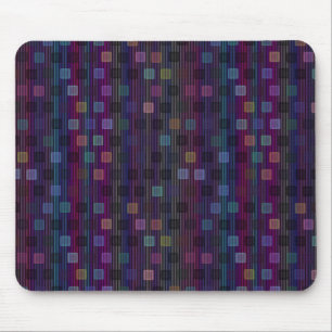 Tapis De Souris Carrés bleus, verts, violets, roses avec des rayur