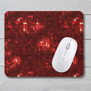 Tapis De Souris Carrés de style disco rouge motif de la Saint-Vale