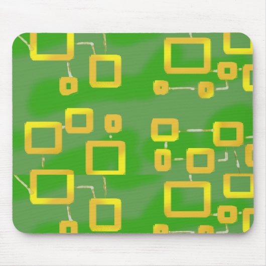 Tapis De Souris Carrés géométriques verts (Devant)