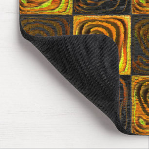 Tapis De Souris Carrés jaunâtres et cercles en mosaïque rustique