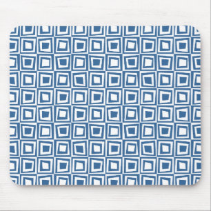 Tapis De Souris Carrés rétro - Bleu du désert sur blanc