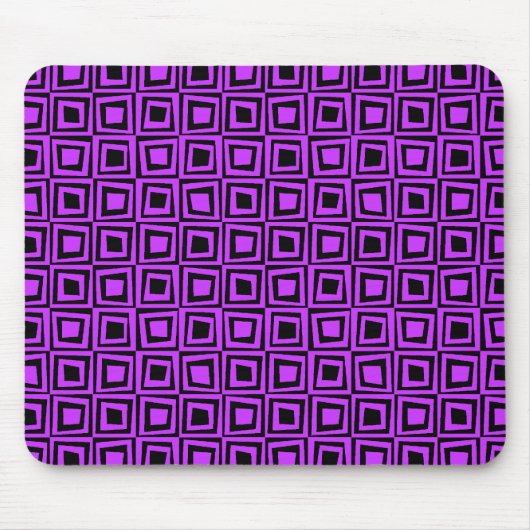 Tapis De Souris Carrés rétro - Neon Purple sur Noir (Devant)