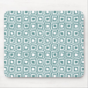 Tapis De Souris Carrés rétro - Ocean Green sur White