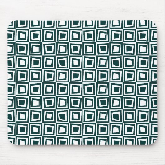 Tapis De Souris Carrés rétro - Vert foncé sur blanc (Devant)