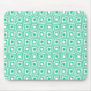 Tapis De Souris Carrés rétro - Vert mer sur blanc