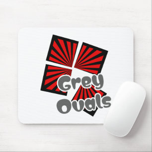 Tapis De Souris Carrés rouges avec poutres et ovales gris Texte