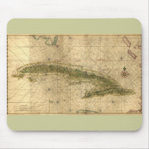 Tapis De Souris Carte 1639 historique du Cuba par Joan Vinckeboons