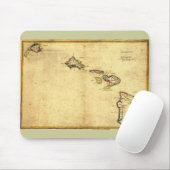 Tapis De Souris Carte 1837 - îles d'Hawaï de cru hawaïennes (Avec souris)