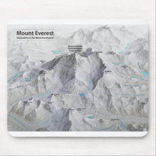 Tapis De Souris Carte 3D du mont Everest avec Étiquettes