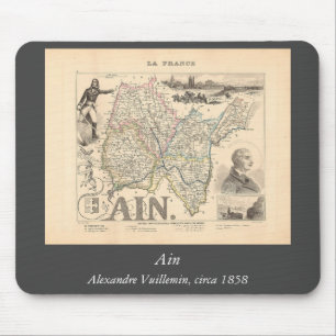 Tapis De Souris Carte Ain Department France 1858 Alexandre Vuillem