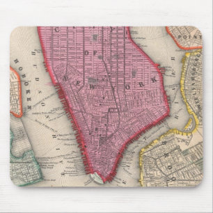 Tapis De Souris Carte ancienne de la basse ville de New York (1860