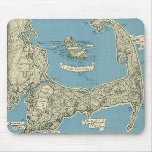 Tapis De Souris Carte ancienne du Cap Cod (1945)