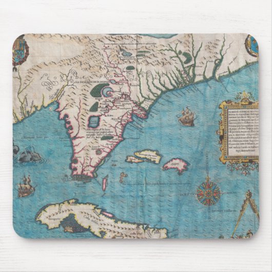Tapis De Souris Carte antique de la Floride et du Cuba (Devant)
