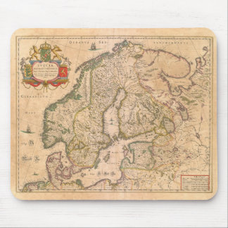 Tapis De Souris Carte antique vintage de la vieille Scandinavie
