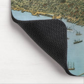 Tapis De Souris Carte antique Vue aérienne Ville de Seattle Washin (Coin)