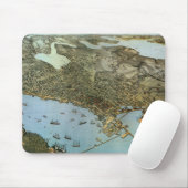 Tapis De Souris Carte antique Vue aérienne Ville de Seattle Washin (Avec souris)