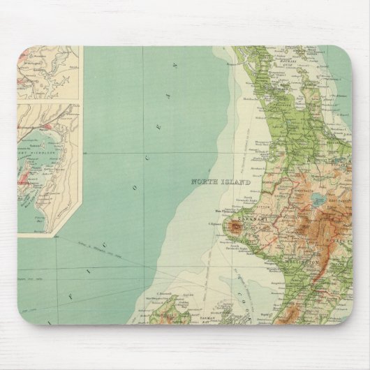 Tapis De Souris Carte Atlas de la Nouvelle-Zélande (Devant)