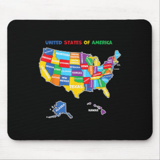 Tapis De Souris Carte colorée des États-Unis d'Amérique avec des é