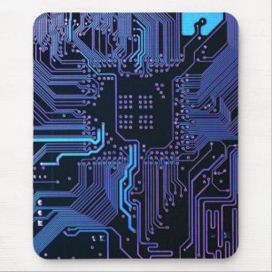 Tapis De Souris Carte cool de circuit d'ordinateur bleu