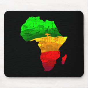 Tapis De Souris Carte d'Afrique fière vert jaune rouge fierté afri