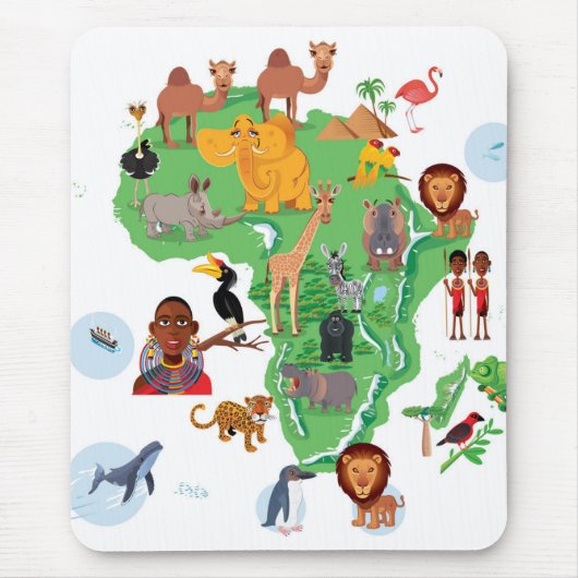 Tapis De Souris Carte d'animaux de l'Afrique (Devant)