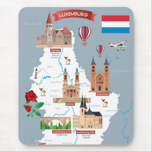 Tapis De Souris Carte de bande dessinée du luxembourgeois