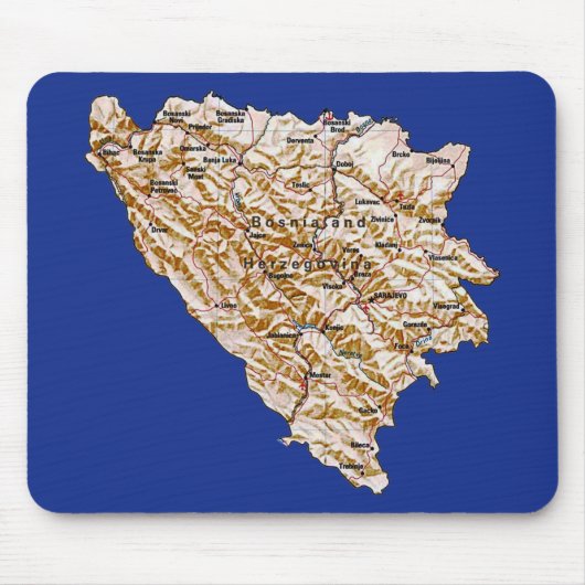 Tapis De Souris Carte de Bosnie-Herzégovine Mousepad (Devant)