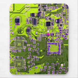 Tapis De Souris Carte de circuit Geek d'ordinateur Neon Jaune