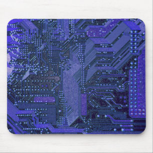 Tapis De Souris Carte de circuit imprimé cyber bleu technologie él