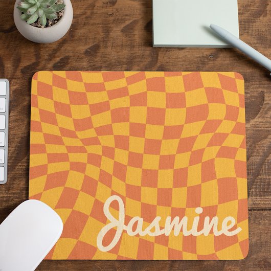 Tapis De Souris Carte de contrôle déformée Orange rétro Nom person