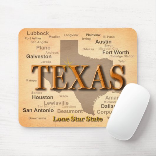 Tapis De Souris Carte de cru du Texas (Avec souris)