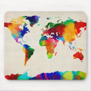 Tapis De Souris Carte de la carte du monde de la vieille musique