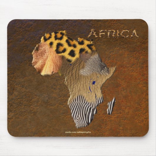 Tapis De Souris Carte de la faune africaine en Afrique (Devant)