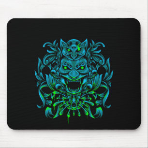 Tapis De Souris Carte de la souris bleu Masque japonais
