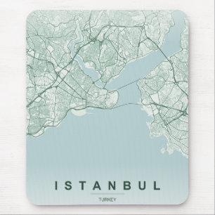 Tapis De Souris Carte de la ville d'Istanbul Turquie Design Minima