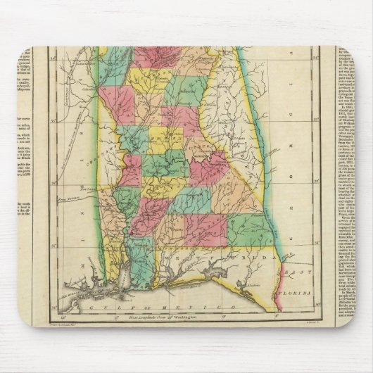 Tapis De Souris Carte De L'Alabama (Devant)