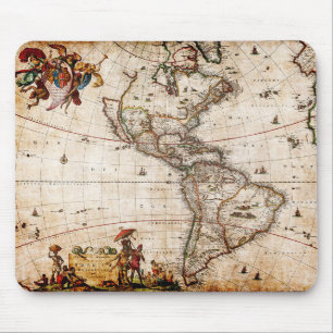 Tapis De Souris Carte de l'Antique Amérique du Nord et du Sud