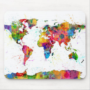 Tapis De Souris Carte de l'aquarelle de carte du monde