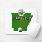 Tapis De Souris Carte de l'Arkansas, sceau et quartier des Faux (Avec souris)