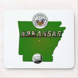 Tapis De Souris Carte de l'Arkansas, sceau et quartier des Faux