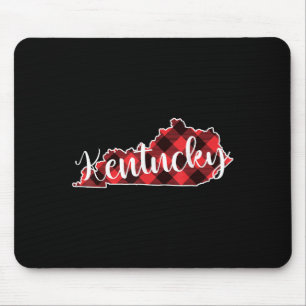 Tapis De Souris Carte de l'État du Kentucky Buffalo Plaid Noël Ky