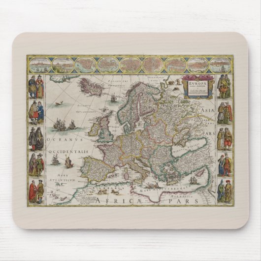 Tapis De Souris Carte de l'Europe médiévale (par Willem Blaeu) (Devant)