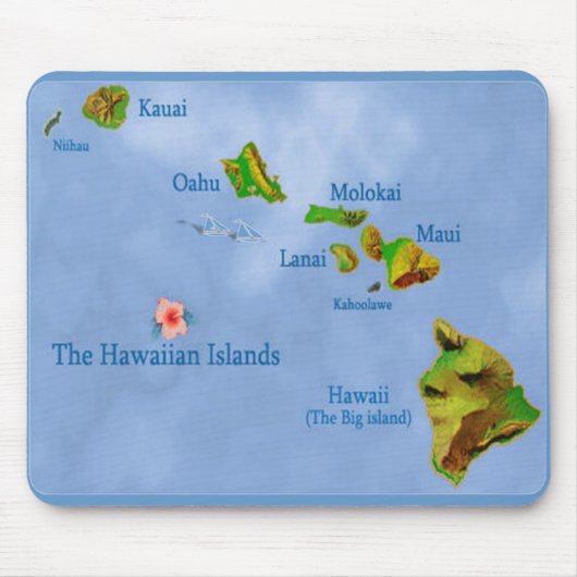 Tapis De Souris Carte de l'île de Blue Hawaii mousepad (Devant)